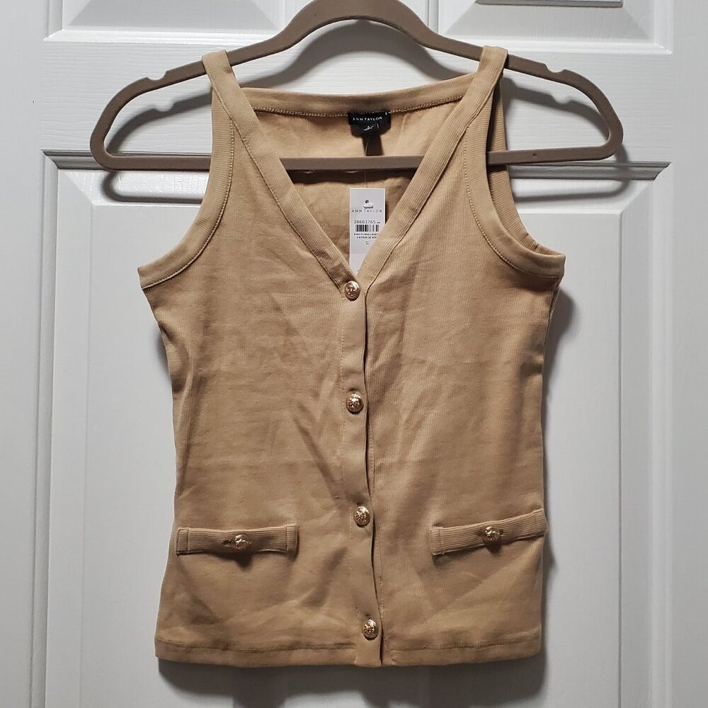 Ann Taylor Button V Neck Tank | Small